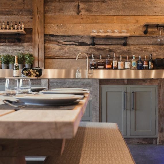 Bespoke Outdoor Kitchen with Oak Framed Table and Benches